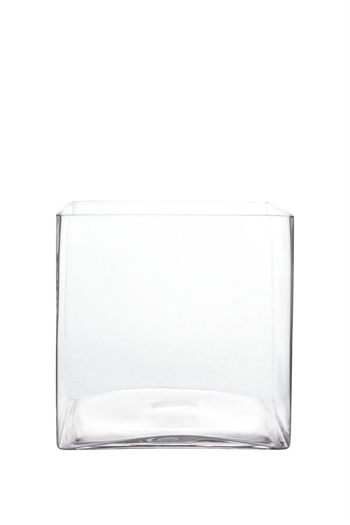8 Inch Clear Cube Glass Vase 8"W x 8"H -- 4 Per Case