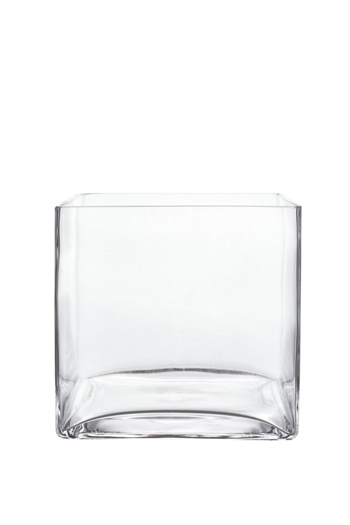 7 Inch Clear Cube Glass Vase 7"W x 7"H -- 4 Per Case
