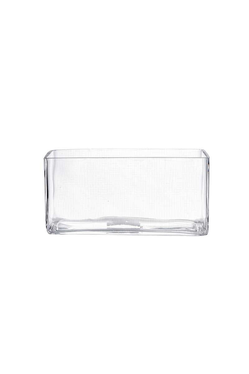 4 Inch Clear Rectangle Glass Vase 8"L x 3"W x 4"H -- 6 Per Case