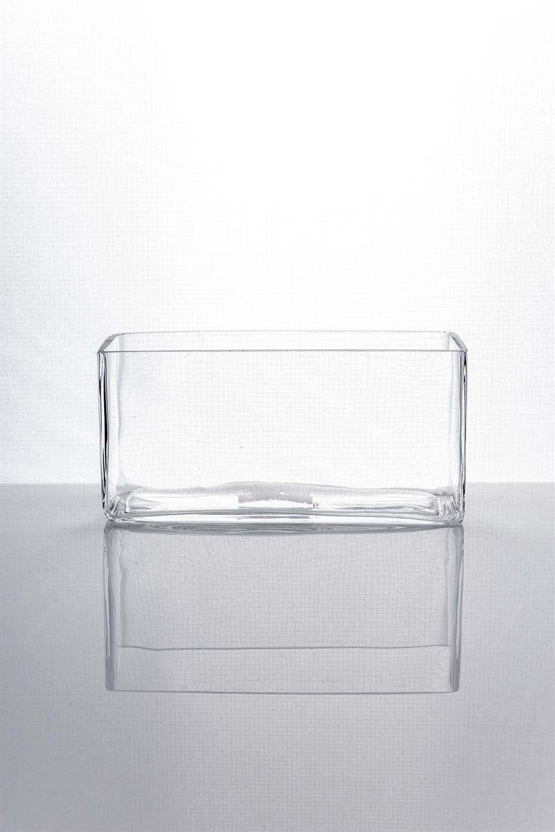 4 Inch Clear Rectangular Glass Vase 8L x 3W x 4H -- 6 Per Case