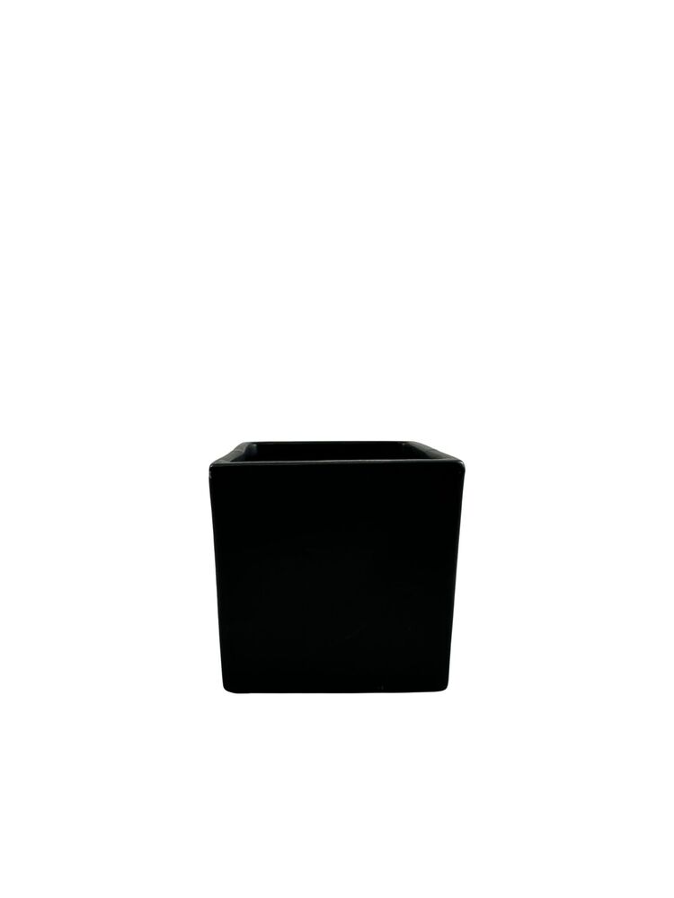 4 Inch Matte Black Square Ceramic Vase 4"W x 4"H -- 36 Per Case