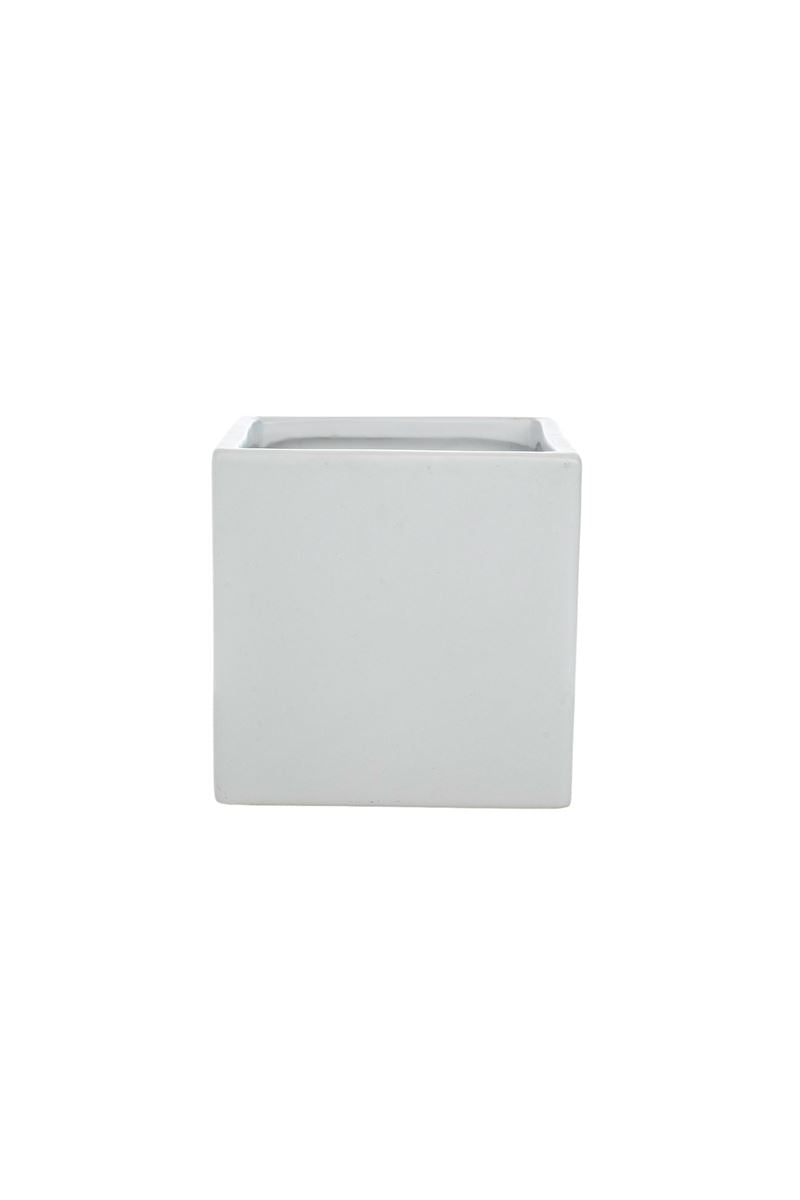 5 Inch Matte White Cube Ceramic Vase 5"W x 5"H -- 24 Per Case