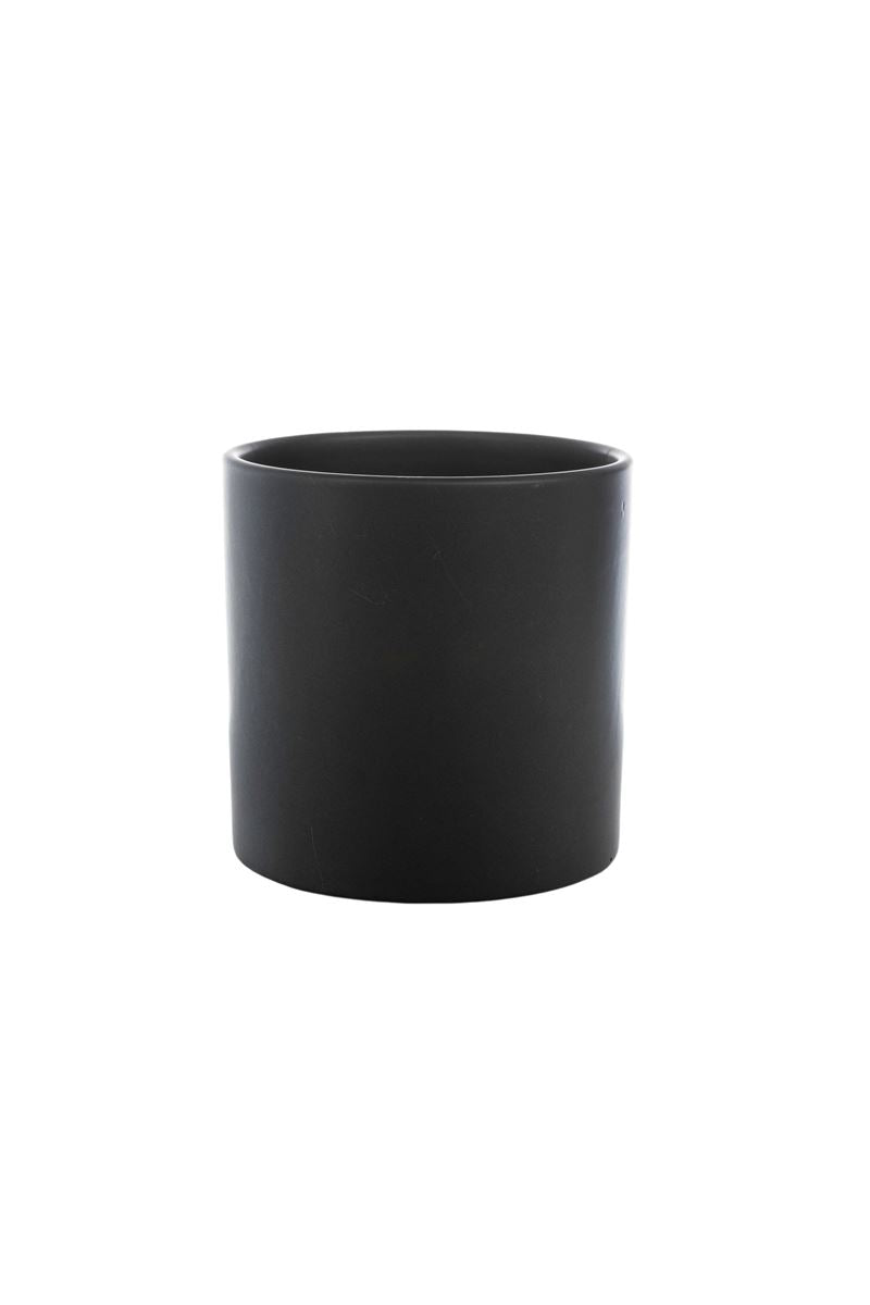 5 Inch Matte Black Cylinder Ceramic Vase 5"W x 5"H -- 24 Per Case