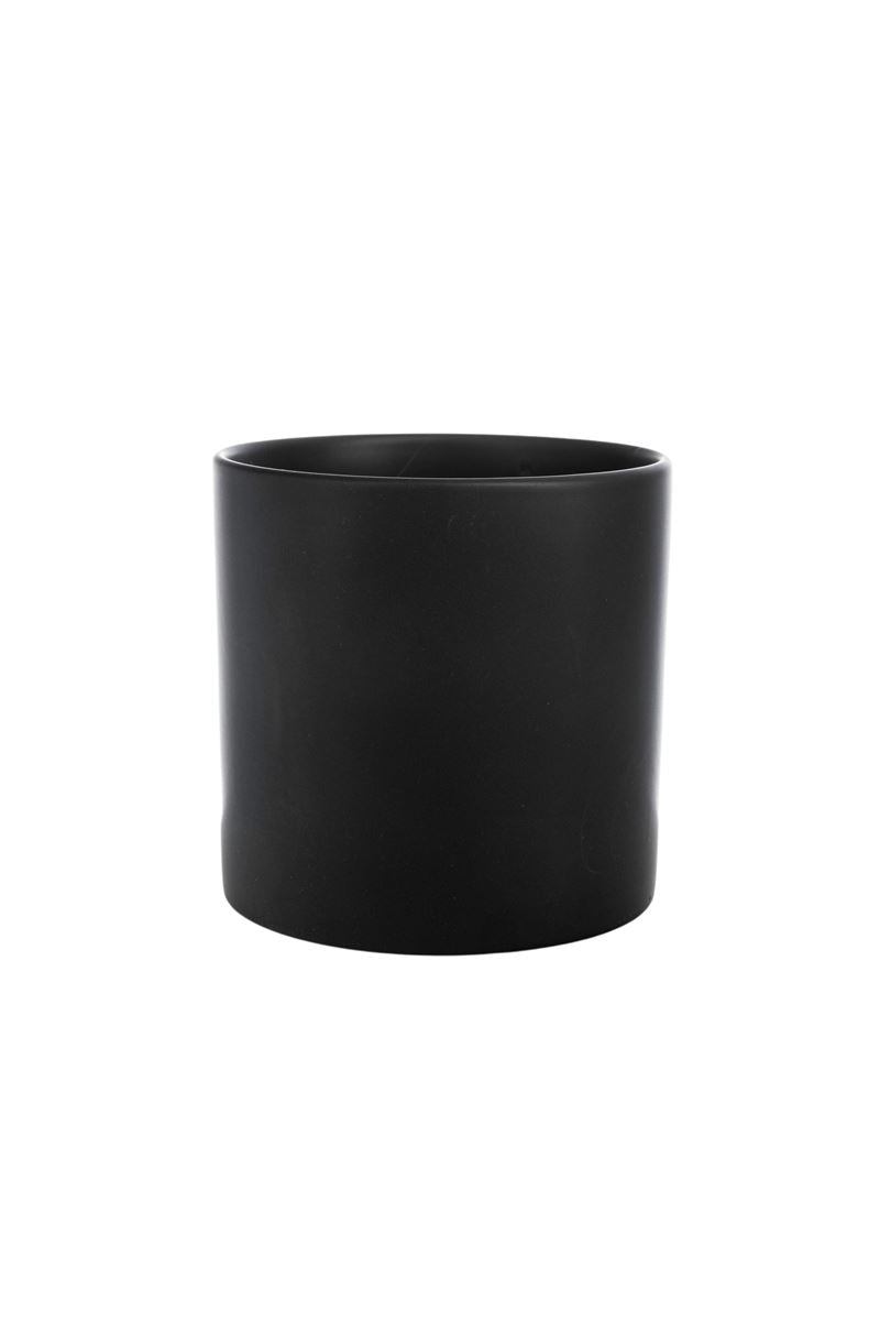 6 Inch Matte Black Cylinder Ceramic Vase 6"W x 6"H -- 12 Per Case