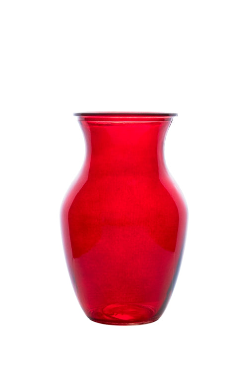 8 Inch Red Ginger Glass Vase 4"W x 8"H -- 12 Per Case