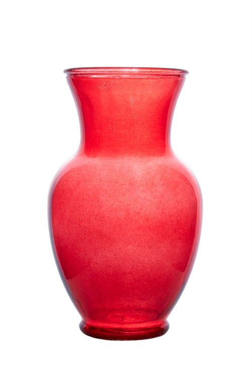 11 Inch Red Ginger Glass Vase 5"W x 11"H -- 12 Per Case
