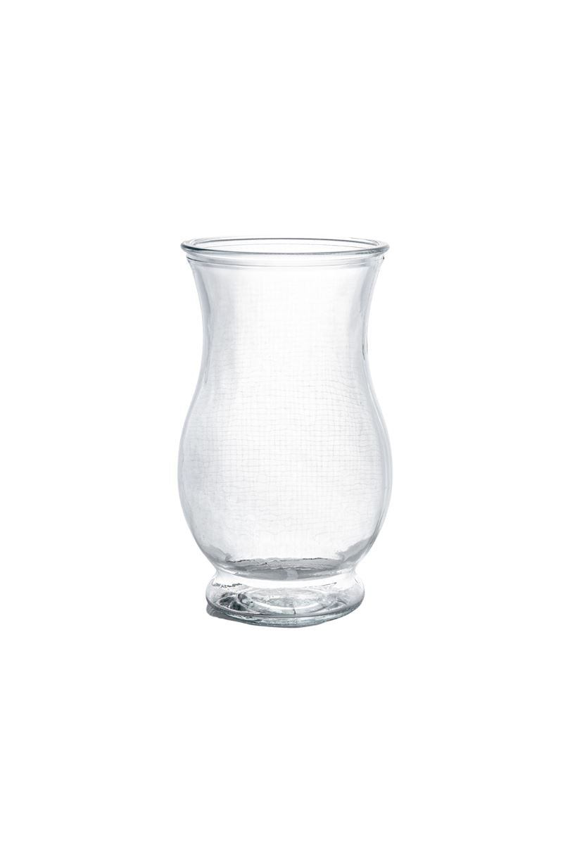 7 Inch Clear Belly Footed Glass Vase 4"W x 7"H -- 12 Per Case