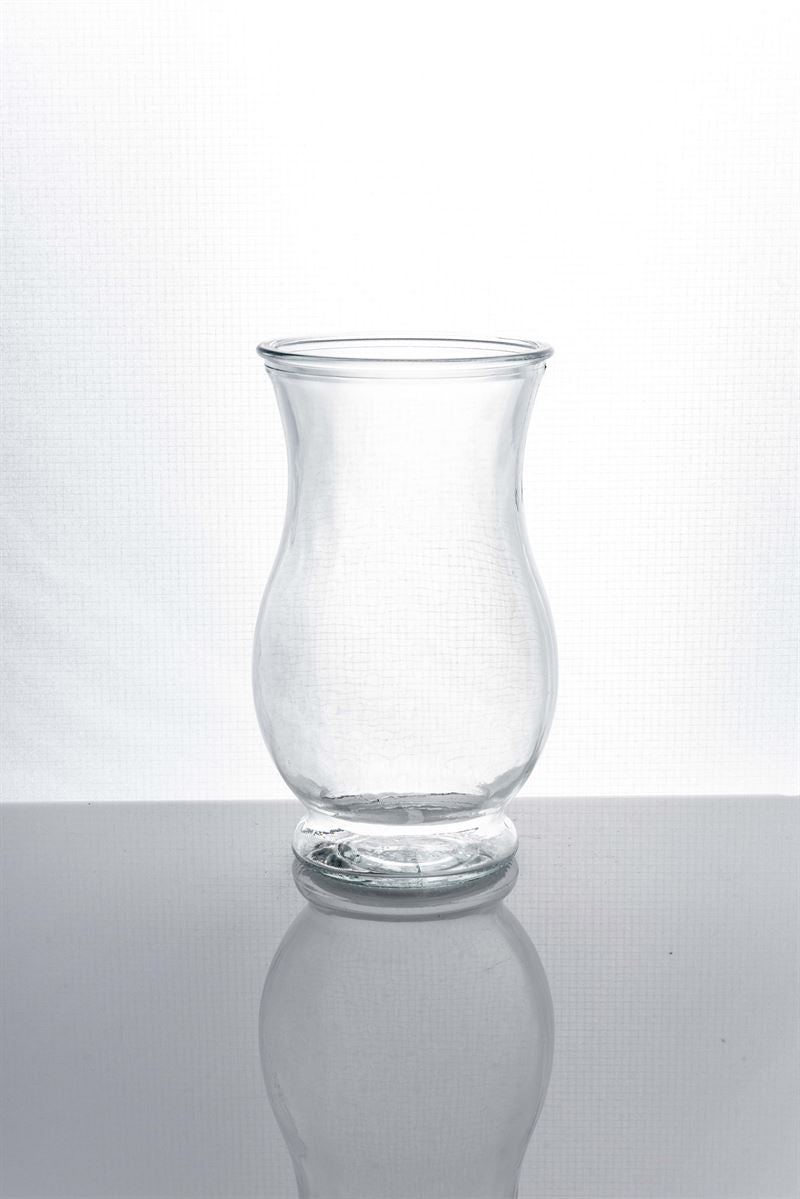 7 Inch Clear Belly Footed Glass Vase 4W x 7H -- 12 Per Case