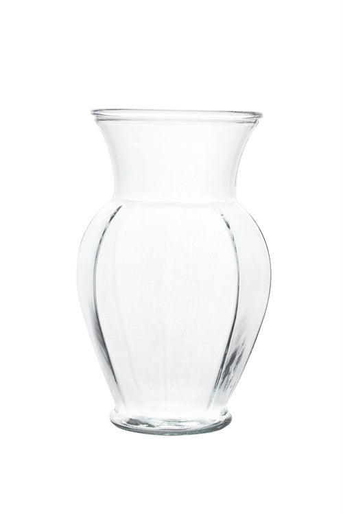 9 Inch Clear Ginger Glass Vase 4"W x 9"H -- 12 Per Case