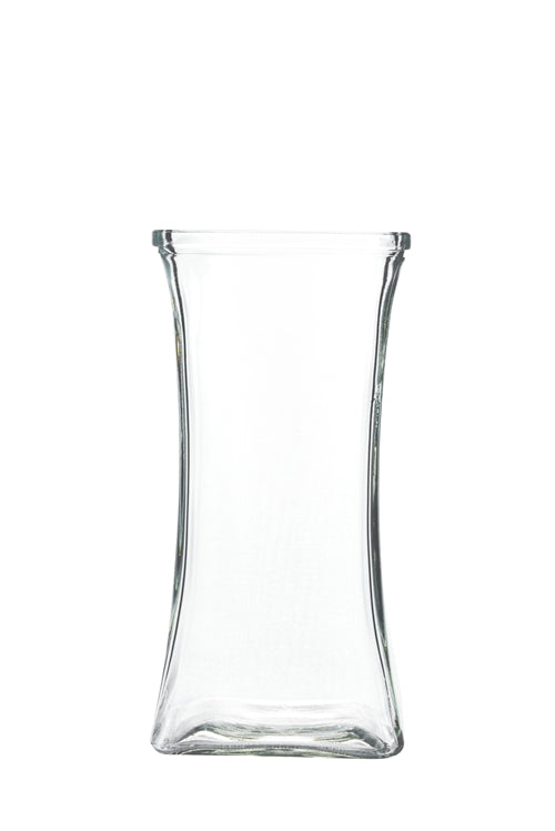 8.75 Inch Clear Flared Square Glass Vase 4"W x 8.75"H -- 12 Per Case