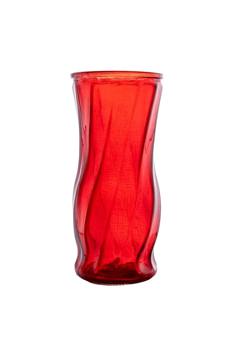 8.5 Inch Red Illusion Glass Vase 4"W x 8.5"H -- 12 Per Case