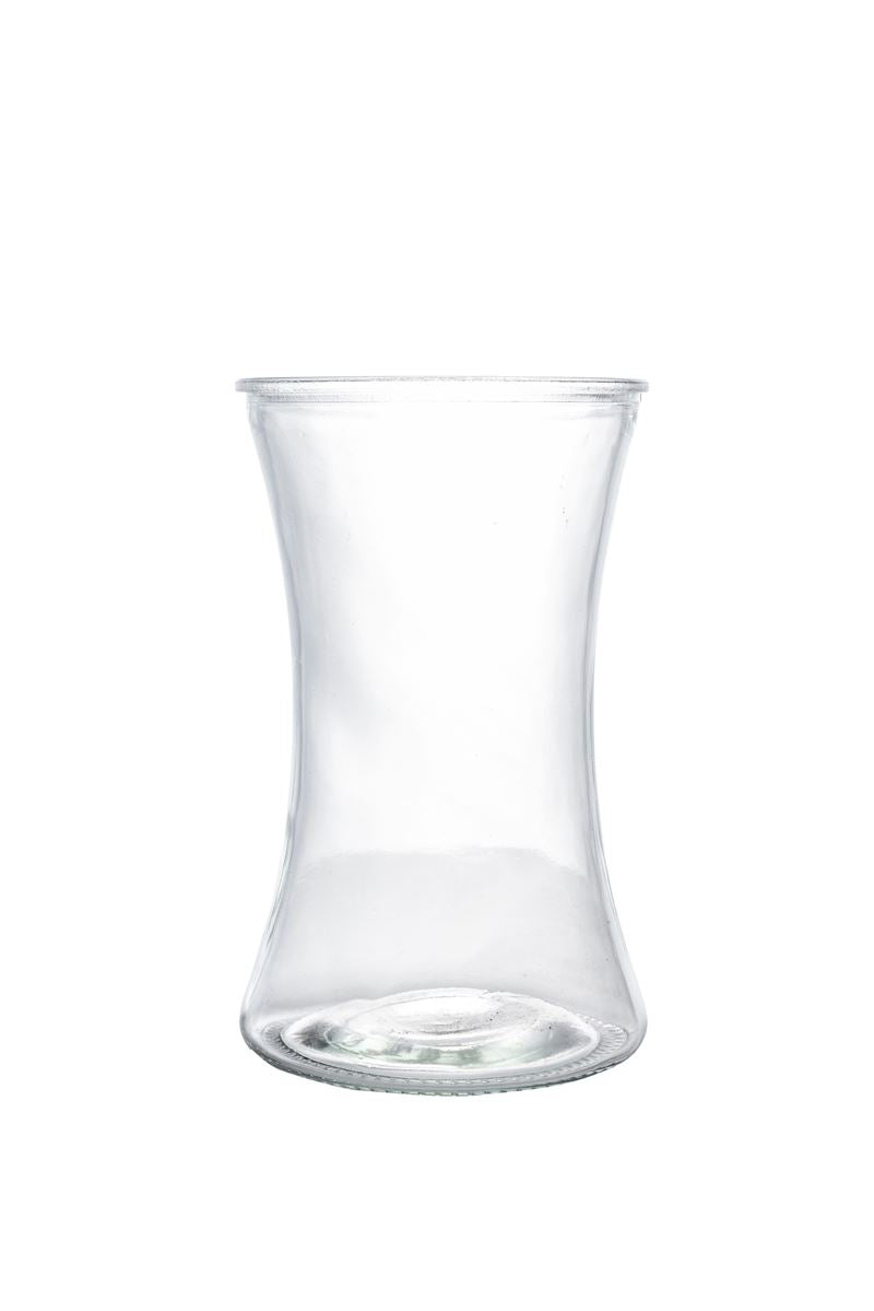 8 Inch Clear Hour Glass Vase 5"W x 8"H -- 12 Per Case