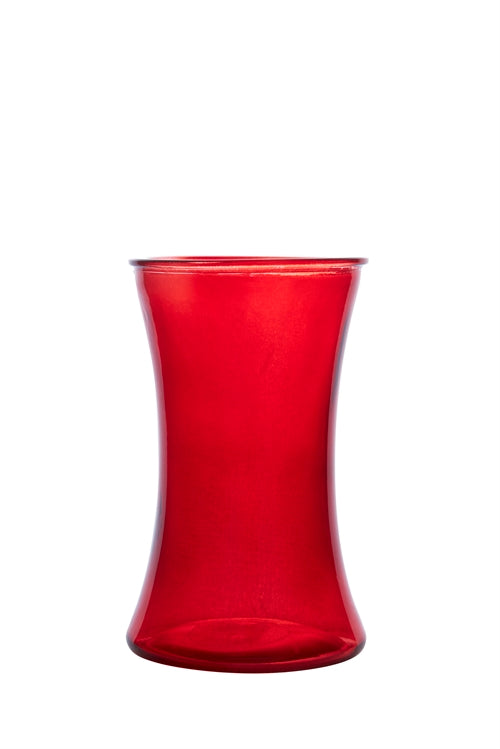 8 Inch Red Hour Glass Vase 5"W x 8"H -- 12 Per Case