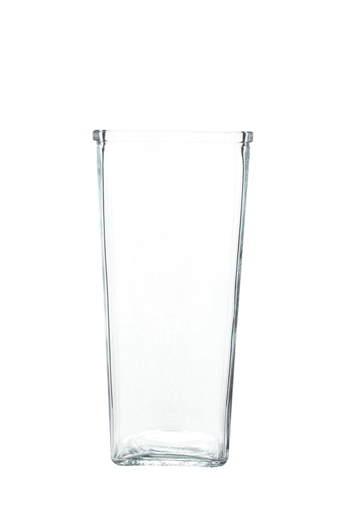 9 Inch Clear Tapered Square Glass Vase 4"W x 9"H -- 12 Per Case
