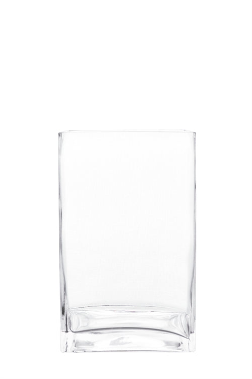 8 Inch Clear Square Glass Vase 5"W x 8"H -- 12 Per Case