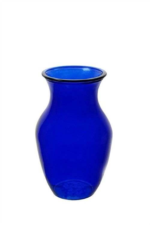8 Inch Blue Ginger Glass Vase 4"W x 8"H -- 12 Per Case