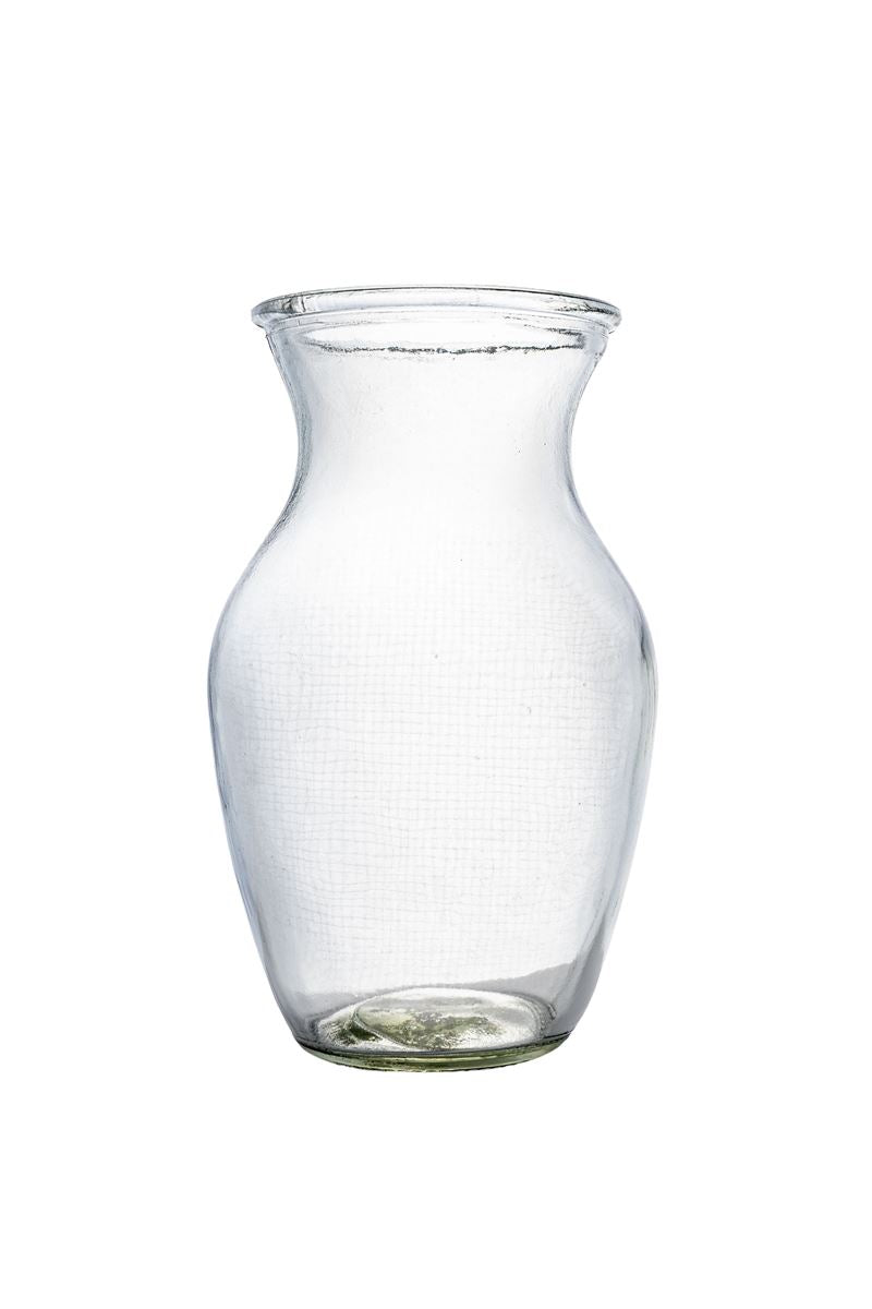 8 Inch Clear Ginger Glass Vase 5"W x 8"H -- 12 Per Case
