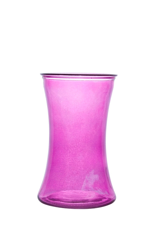 8 Inch Pink Hour Glass Vase 5"W x 8"H -- 12 Per Case