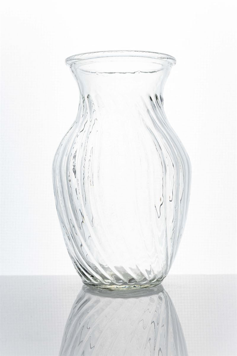 8 Inch Clear Spiral Ginger Glass Vase 4W x 8H -- 12 Per Case