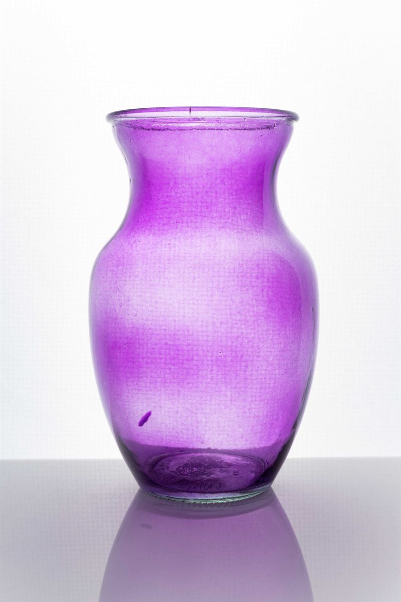 8 Inch Purple Belly Glass Vase 4W x 8H -- 12 Per Case