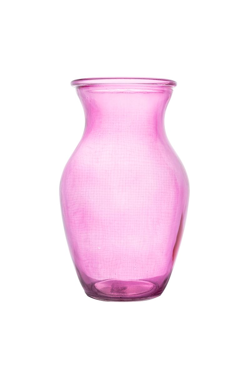 8 Inch Pink Ginger Glass Vase 4W x 8H -- 12 Per Case