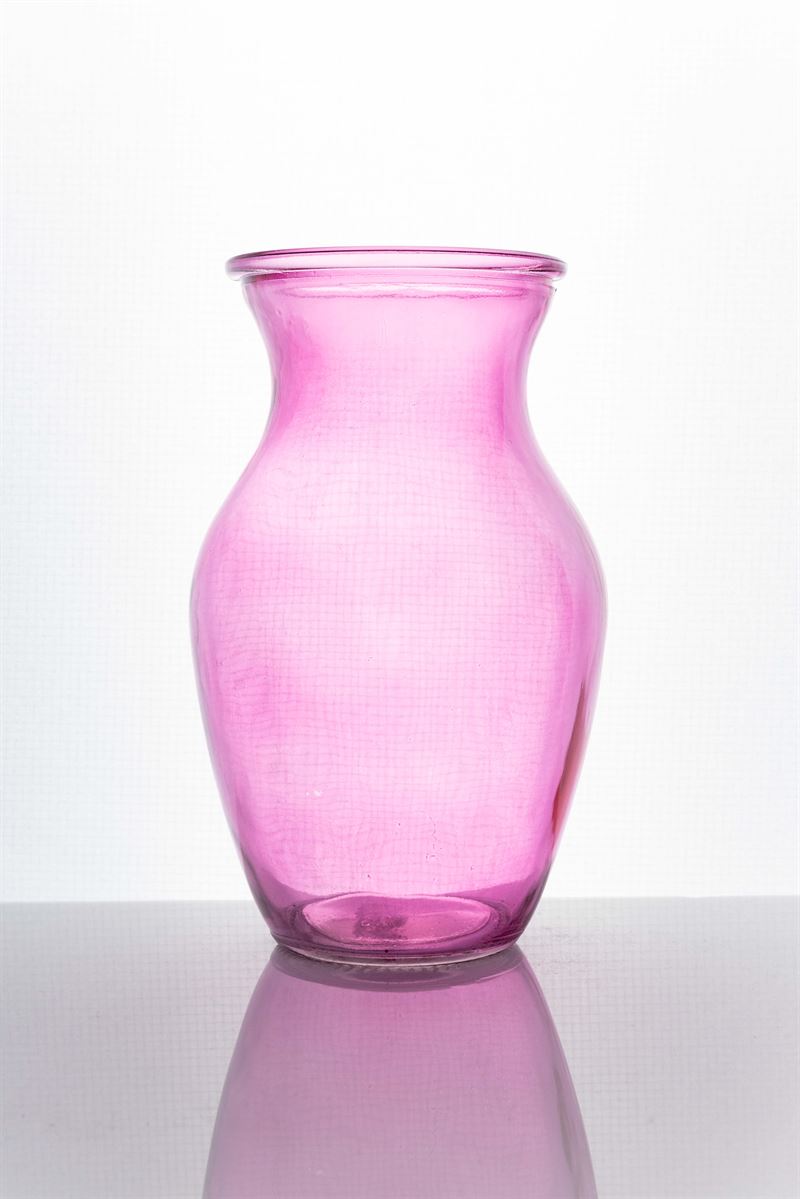 8 Inch Pink Ginger Glass Vase 4W x 8H -- 12 Per Case