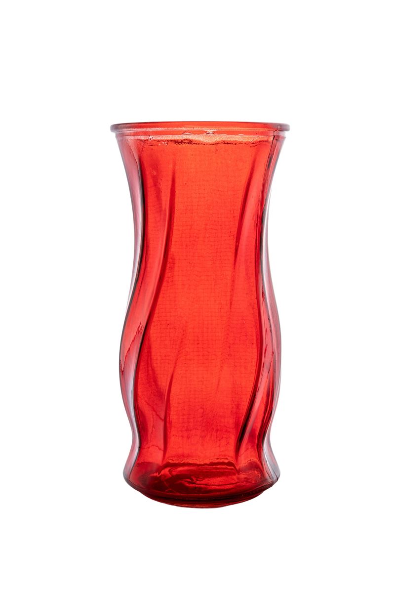 9.5 Inch Red Illusion Glass Vase 5"W x 9.5"H -- 12 Per Case