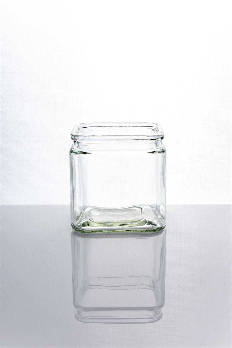 4.75 Inch Clear Square Glass Vase 4.5W x 4.75H -- 12 Per Case