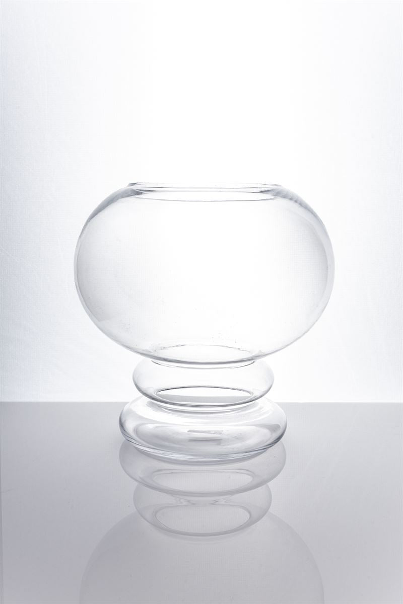 12 Inch Clear Fishbowl Pedestal Glass Vase 11.5D x 7W x 12H -- 2 Per Case