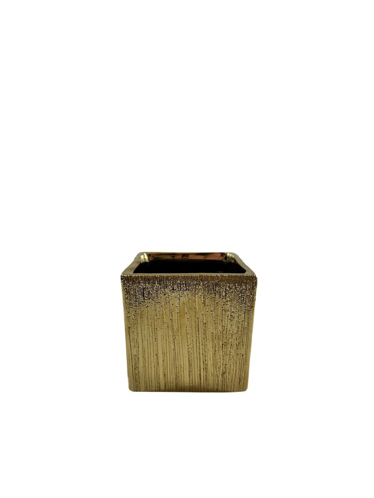 4 Inch Copper Square Ceramic Vase 4"W x 4"H -- 36 Per Case