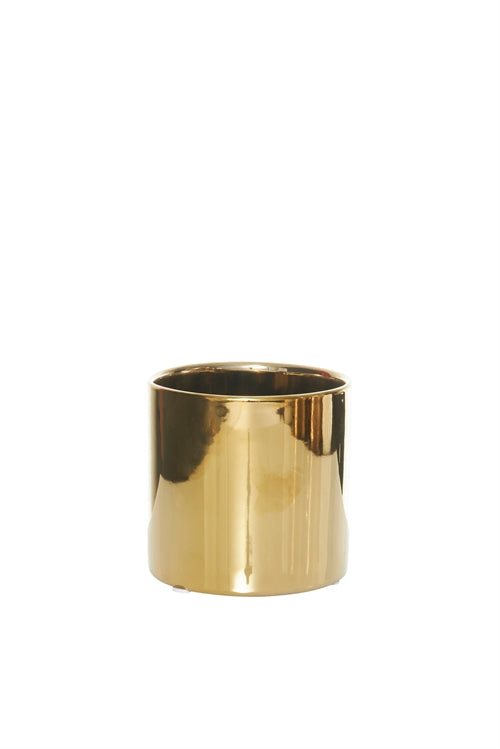 4 Inch Gold Cylinder Ceramic Vase 4W x 4H -- 36 Per Case