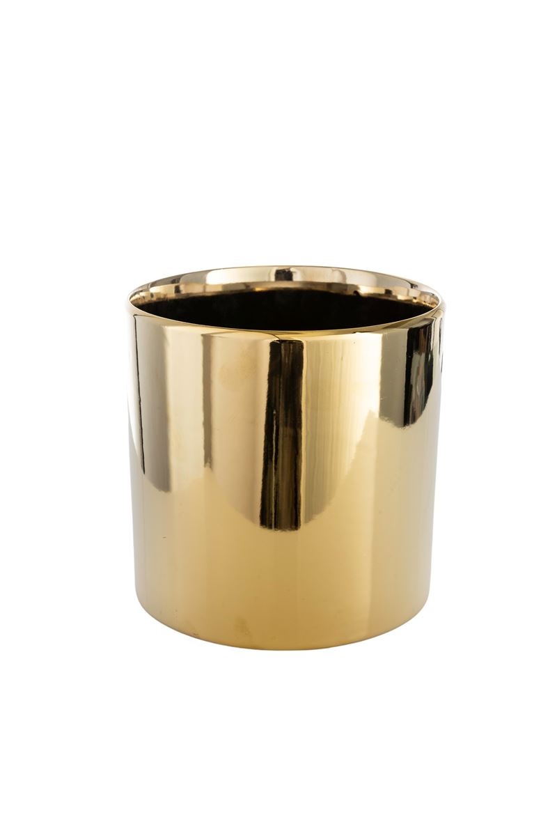 6 Inch Gold Cylinder Ceramic Vase 6"W x 6"H -- 12 Per Case