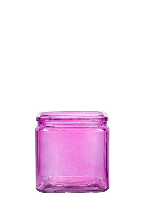 4.75 Inch Pink Cube Glass Vase 4.75"W x 4.75"H -- 12 Per Case