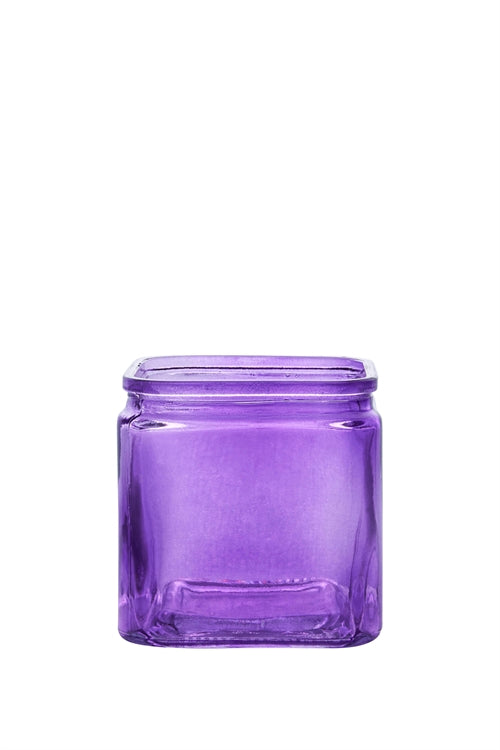 4.75 Purple Cube Glass Vase 4.5"W x 4.75"H -- 12 Per Case