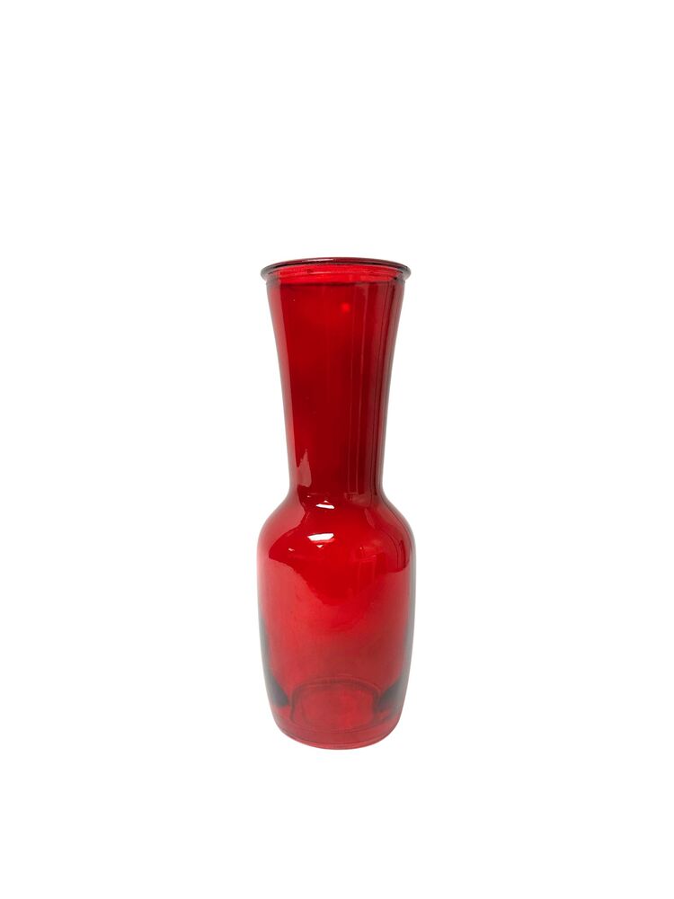 9 Inch Red Bunch Glass Vase 2.75"W x 9"H -- 24 Per Case