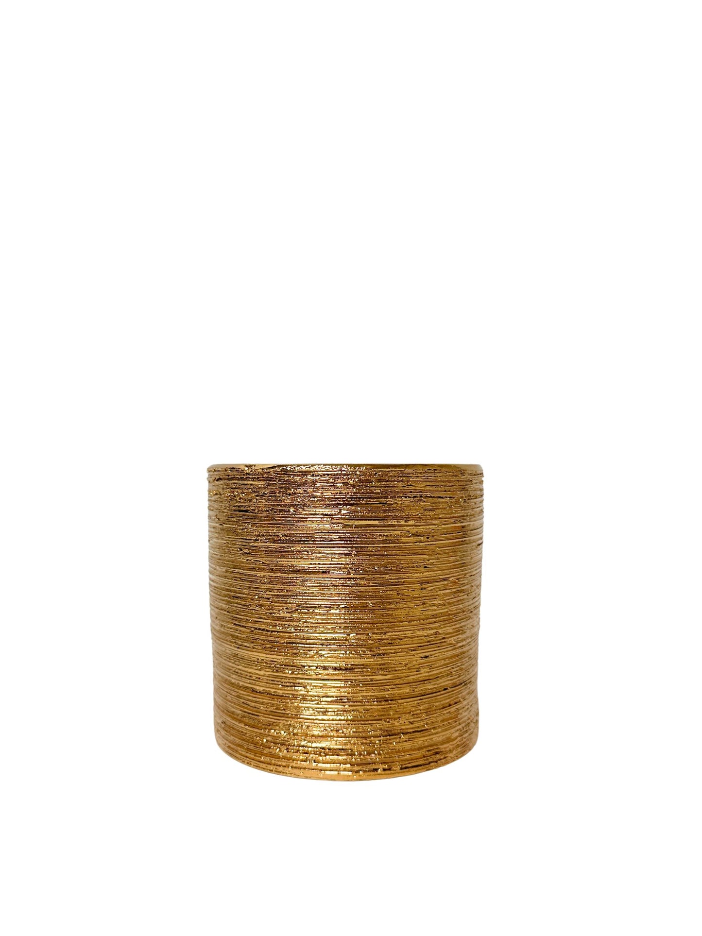 4 Inch Scratched Gold Cylinder Ceramic Vase 4"W x 4"H -- 36 Per Case