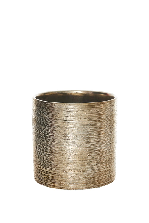 5 Inch Scratched Copper Cylinder Ceramic Vase 5W x 5H -- 24 Per Case