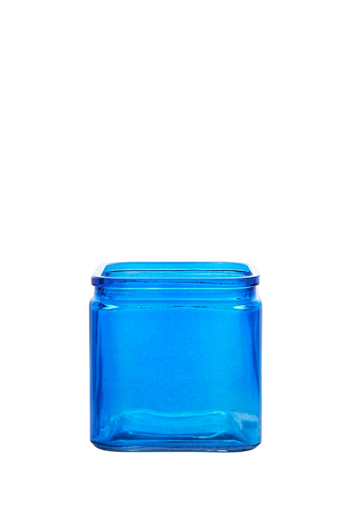 4.75 Inch Cobalt Blue Cube Glass Vase 4.75W x 4.75H -- 12 Per Case