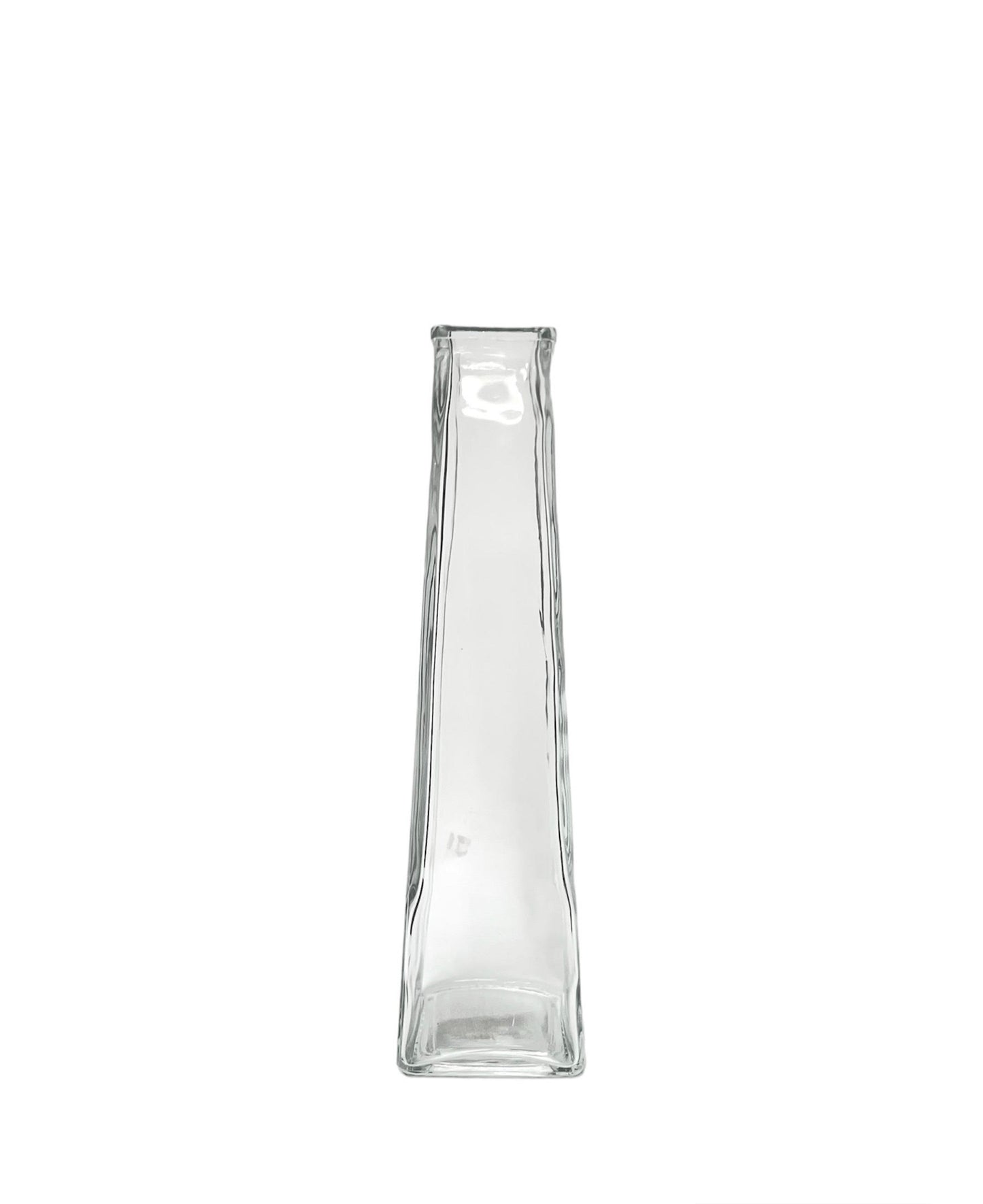 12 Inch Clear Pyramid Square Glass Vase 2"W x 12"H -- 12 Per Case