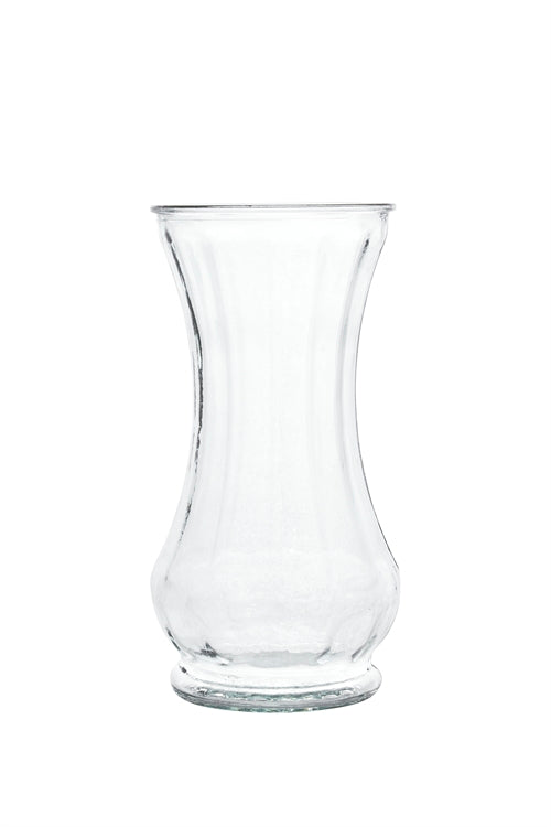 8.5 Inch Clear Belly Footed Glass Vase 4"W x 8.5"H -- 12 Per Case
