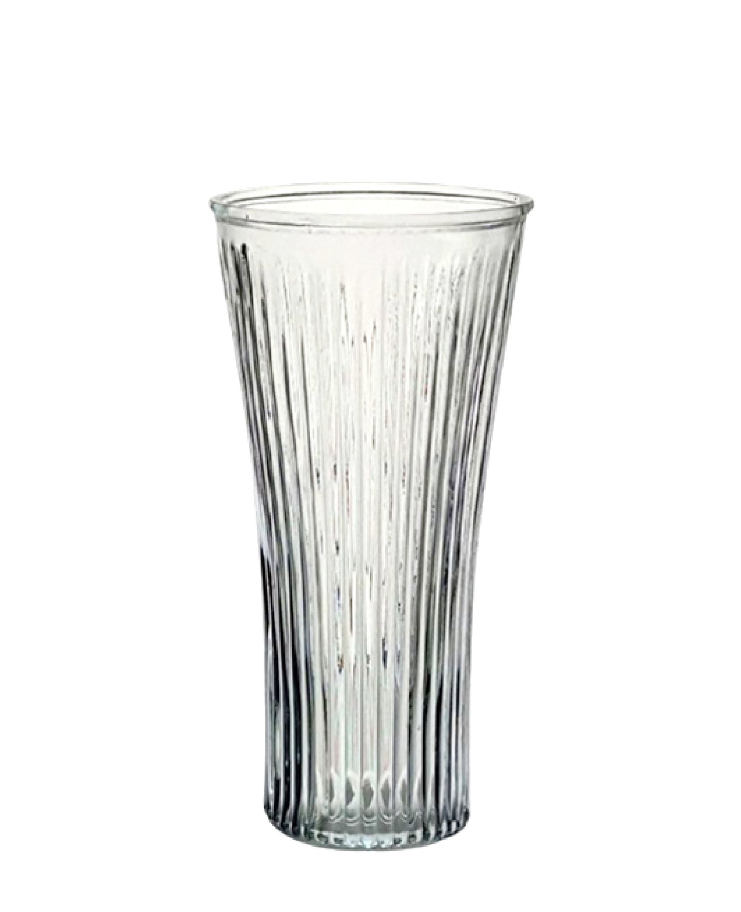 12.75 Inch Clear Cup Ribbed Glass Vase 6.5"W x 12.75"H -- 6 Per Case