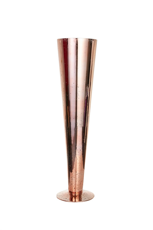 24 Inch Mercury Copper Cone Footed Glass Vase 6"W x 24"H -- 8 Per Case