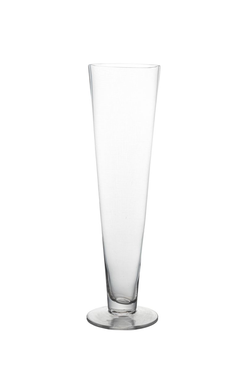 16 Inch Clear Cone Footed Glass Vase 4.25"W x 16"H -- 8 Per Case