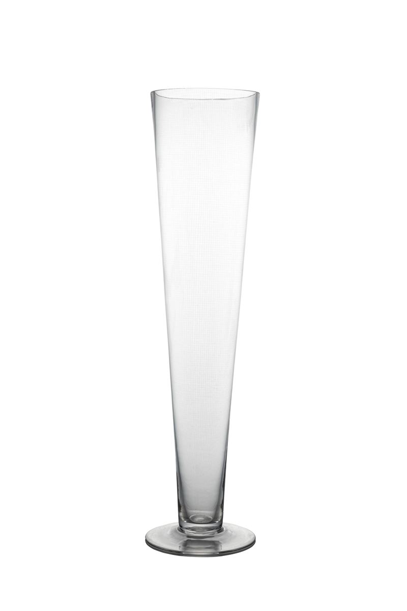 20 Inch Clear Cone Footed Glass Vase 5"W x 20"H -- 8 Per Case