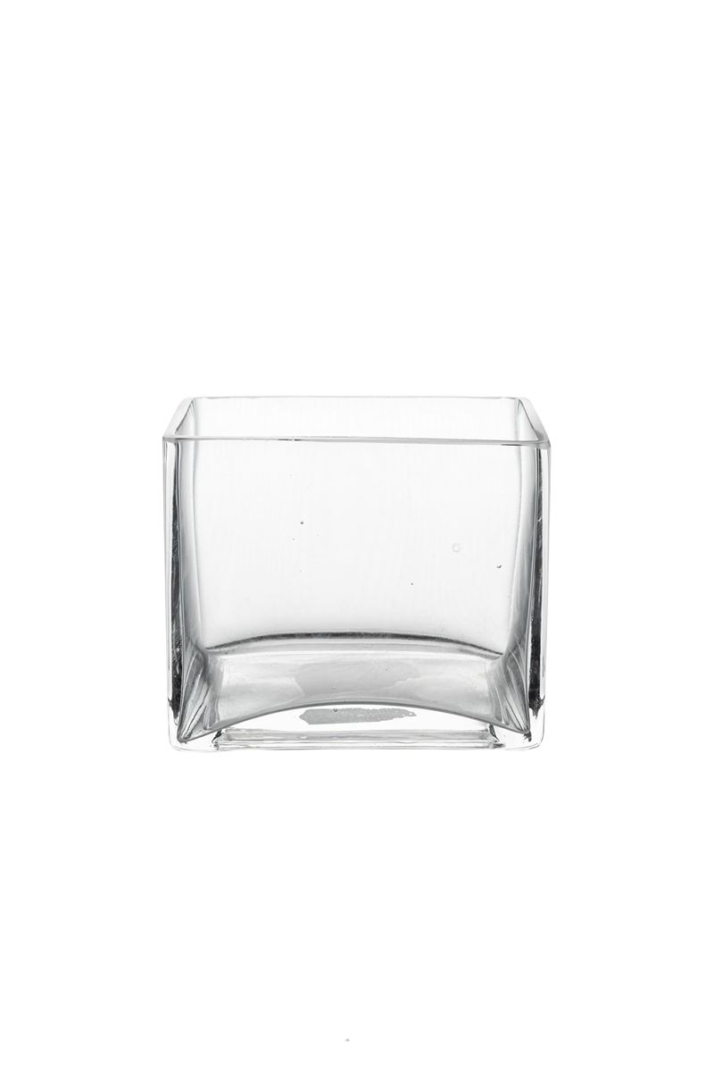 4 Inch Clear Rectangular Glass Vase 4.5"L x 3"W x 4"H -- 12 Per Case