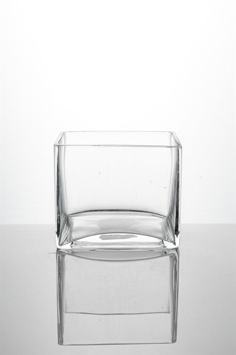 4 Inch Clear Rectangular Glass Vase 4.5L x 3W x 4H -- 12 Per Case