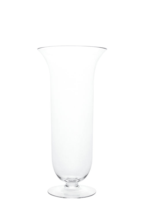 14 Inch Clear Belly Footed Glass Vase 7"W x 14"H -- 4 Per Case
