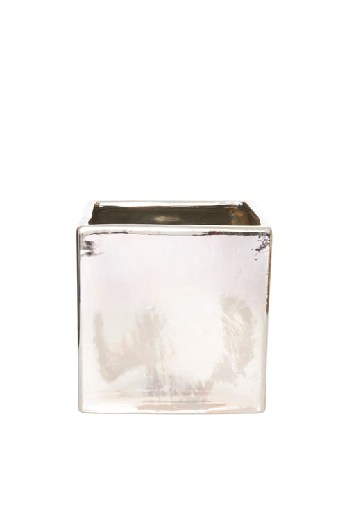 6 Inch Glossy Rose Gold Cube Ceramic Vase 6W x 6H -- 12 Per Case