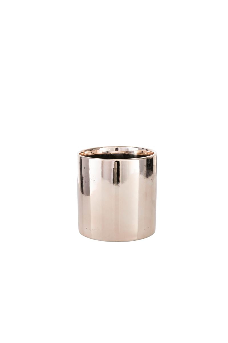 4 Inch Rose Gold Cylinder Ceramic Vase 4"W x 4"H -- 36 Per Case