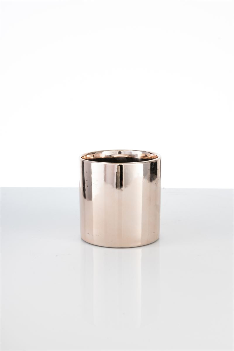 4 Inch Rose Gold Cylinder Ceramic Vase 4W x 4H -- 36 Per Case